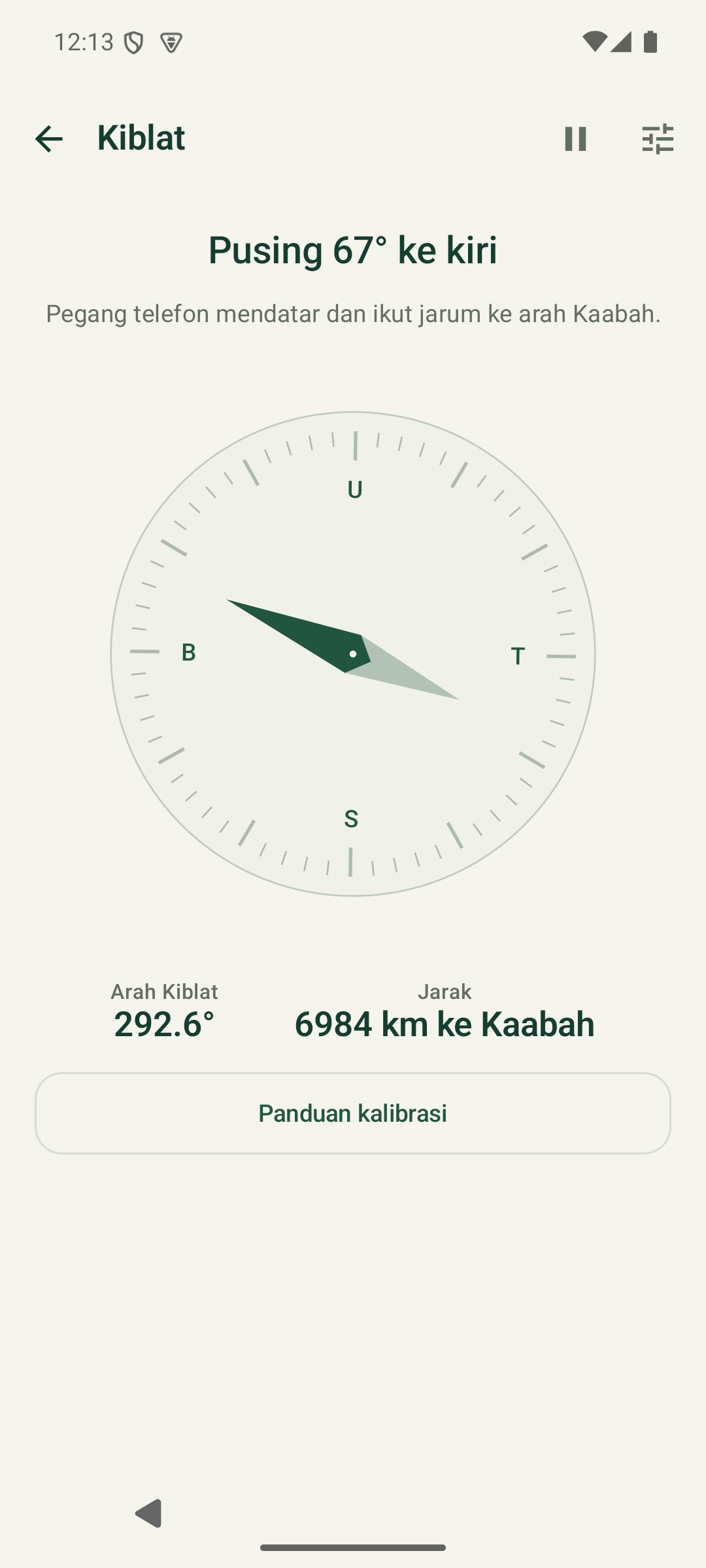 Kiblat dalam aplikasi Serukala beta