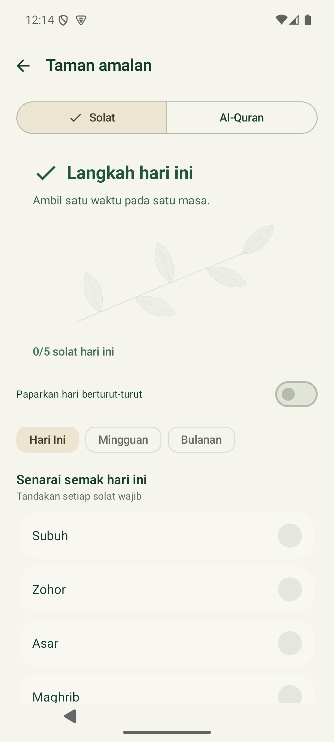 Penjejak solat dalam aplikasi Serukala beta